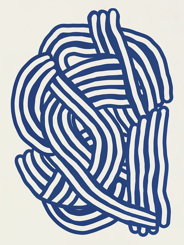 Line art organic shape in blue art print by Little Dean for $57.95 CAD