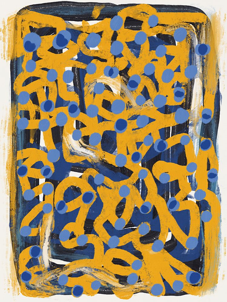 Line art abstract blue polka dot art print by Little Dean for $57.95 CAD