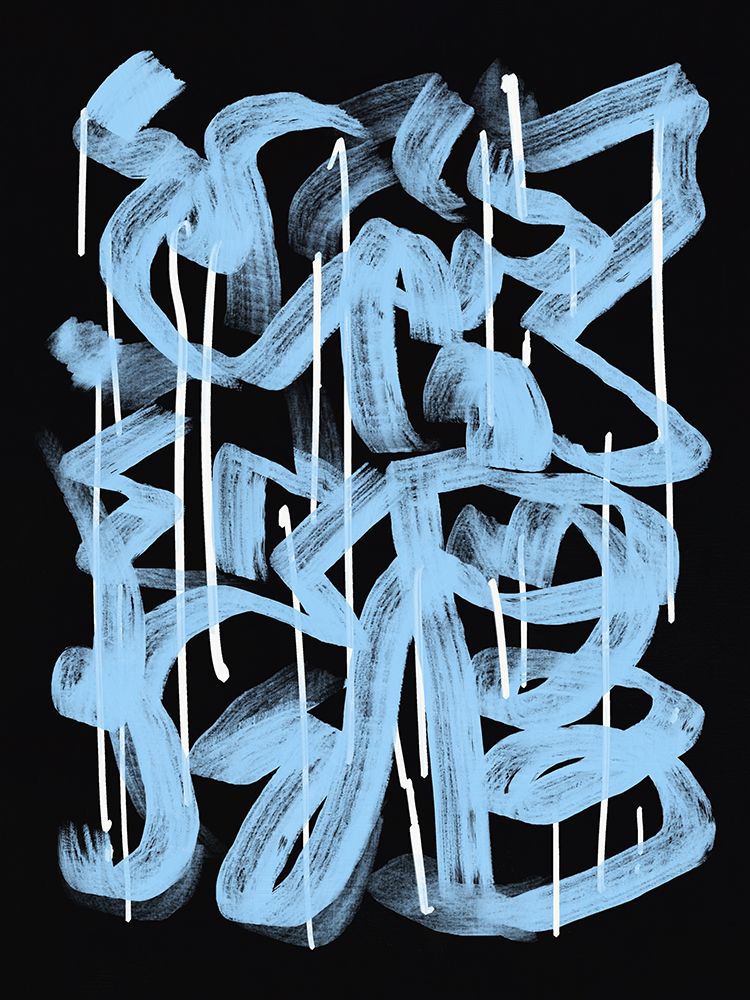 Blue abstract calligraphy art print by Little Dean for $57.95 CAD