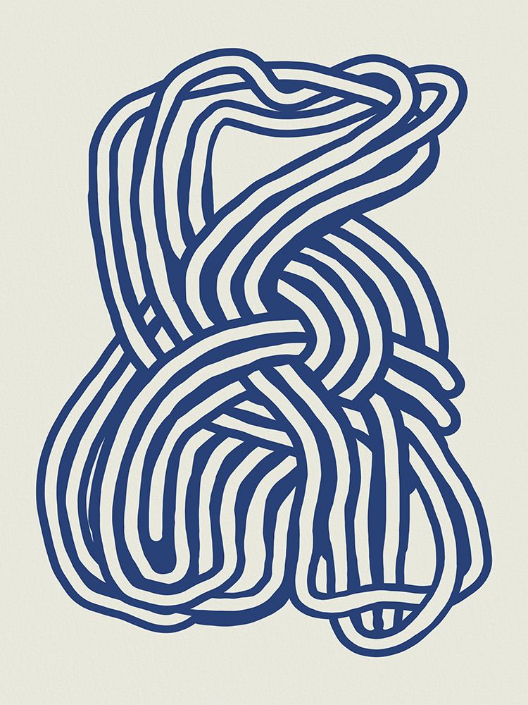 Line art organic shape in blue 02 art print by Little Dean for $57.95 CAD