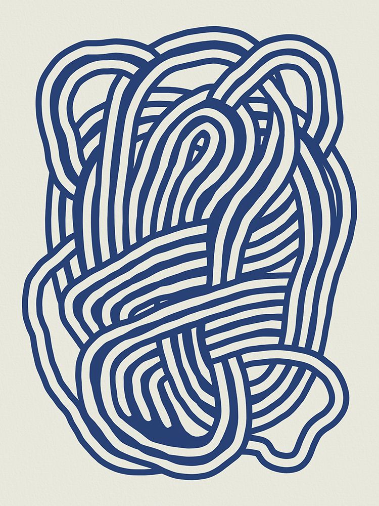 Line art organic shape in blue 03 art print by Little Dean for $57.95 CAD