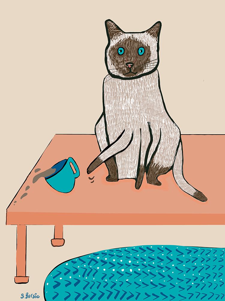 Naughty cat humour art print by Sharyn Bursic for $57.95 CAD
