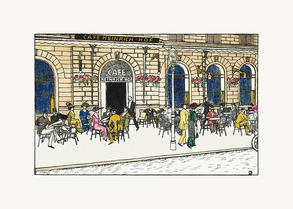Café Heinrichhof art print by Moriz Jung for $57.95 CAD