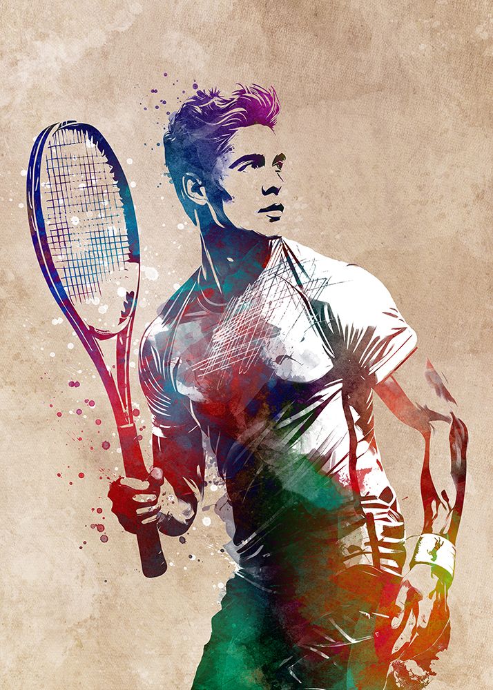 Tennis player sport art art print by Justyna Jaszke for $57.95 CAD