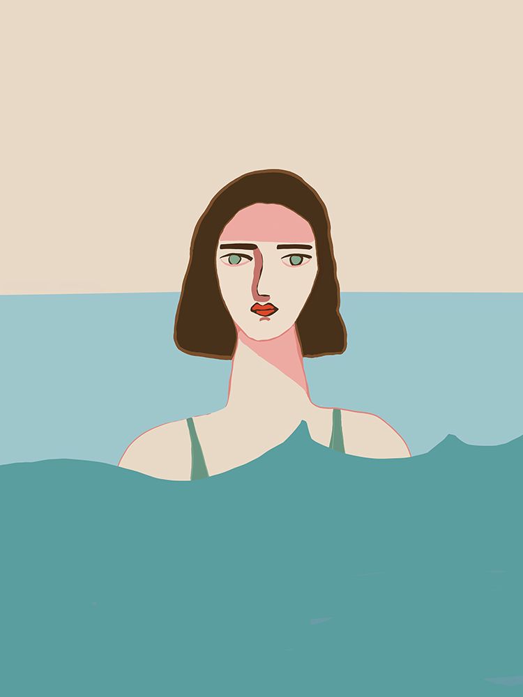 Ocean swimmer Brunette art print by Sharyn Bursic for $57.95 CAD