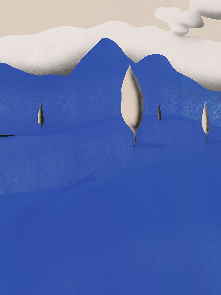 Blue landscape art print by Little Dean for $57.95 CAD