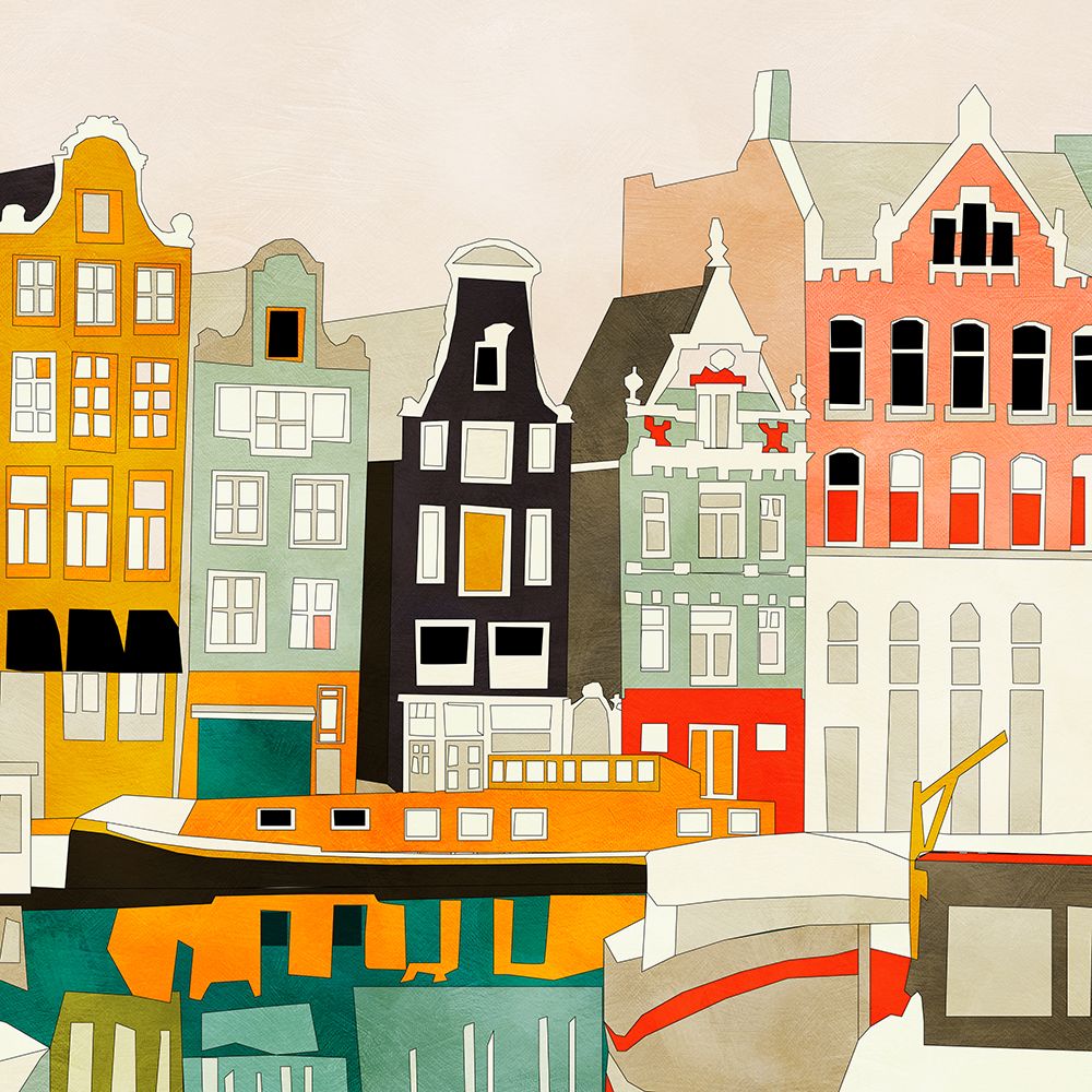 Amsterdam houses with ships art print by Ana Rut Bre for $57.95 CAD