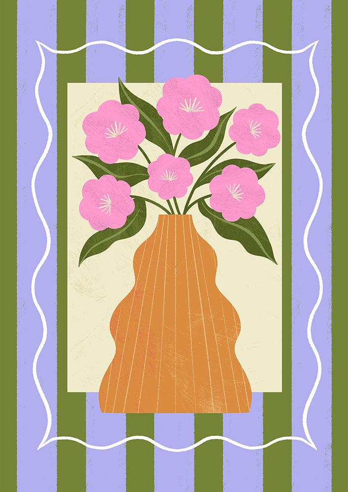 Pink Flowers in Wavy Vase art print by Melissa Donne for $57.95 CAD