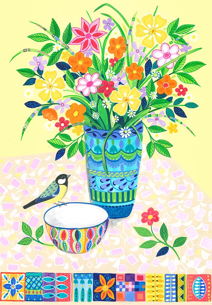 Flower Bouquet and Bird art print by Isabelle Brent for $57.95 CAD