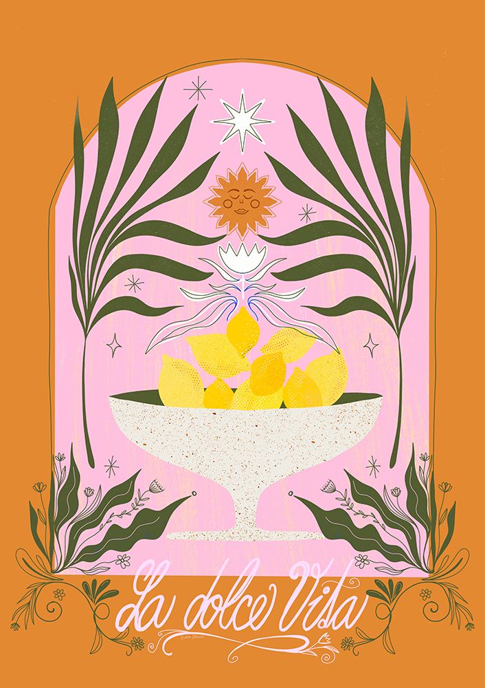 La Dolce Vita Lemons Terracotta art print by Baroo Bloom for $57.95 CAD