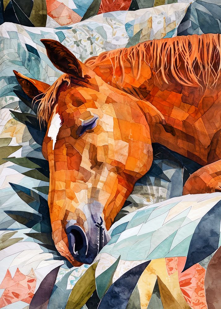 Animal Watercolor Art Horse Sleeping art print by Justyna Jaszke for $57.95 CAD