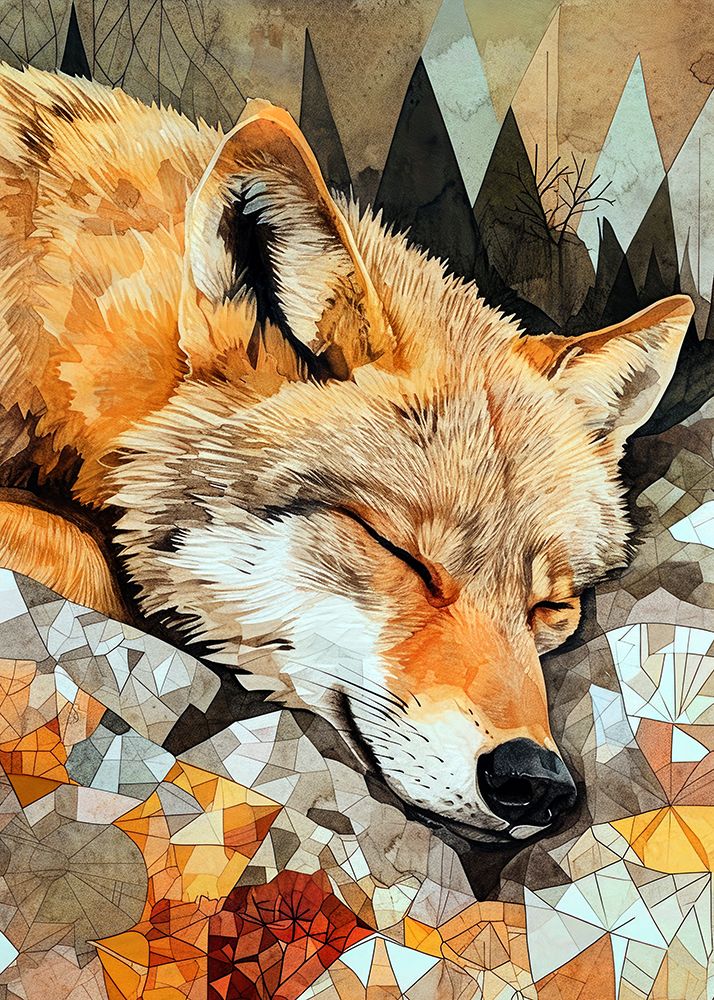 Animal Watercolor Art Sleeping Wolf art print by Justyna Jaszke for $57.95 CAD