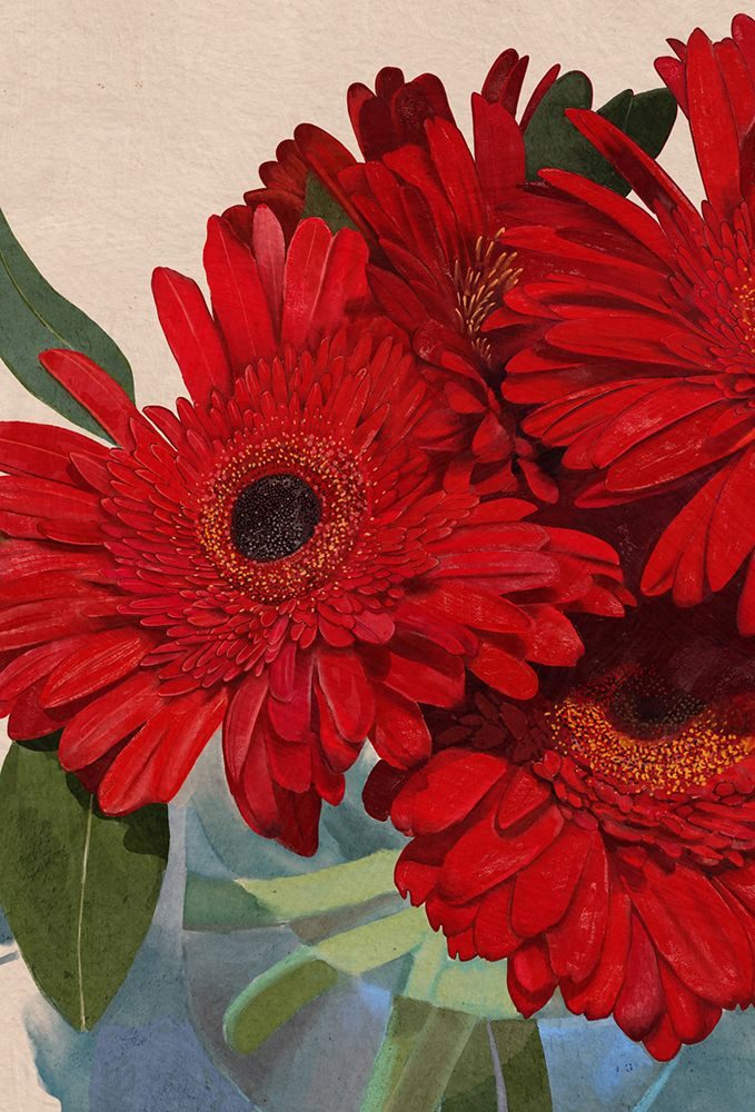 Red Gerbera Daisy Detail 3 art print by Katie O'Shea for $57.95 CAD