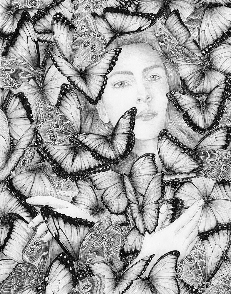 A Moth Amongst Butterflies Original art print by E.C. Mazur for $57.95 CAD