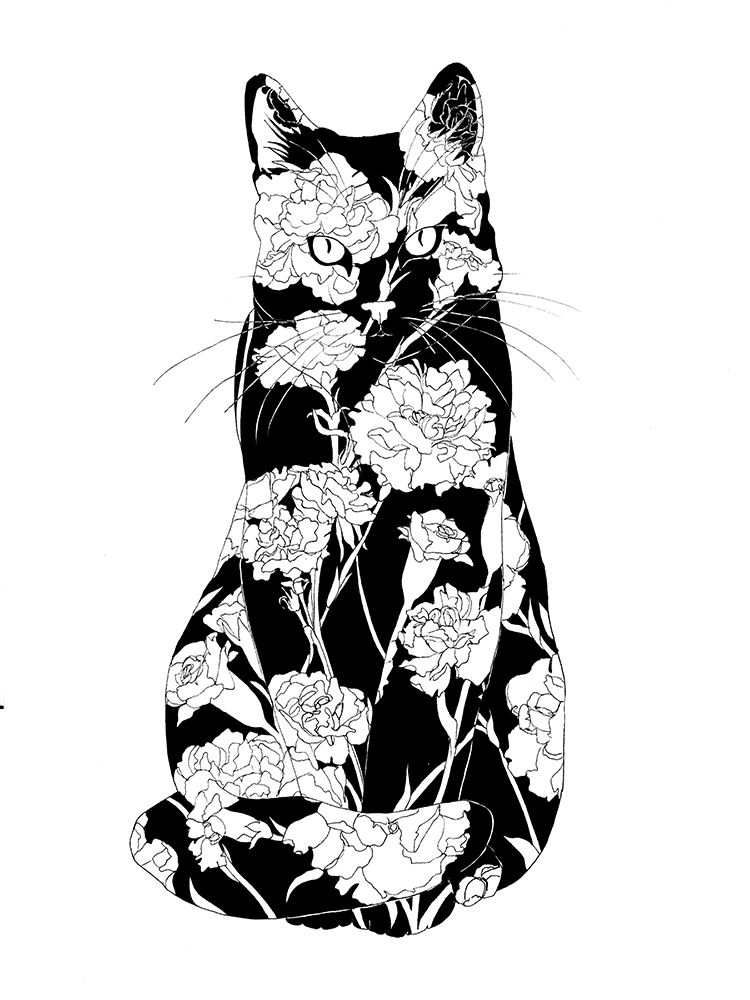 Carnation Cat Original art print by E.C. Mazur for $57.95 CAD