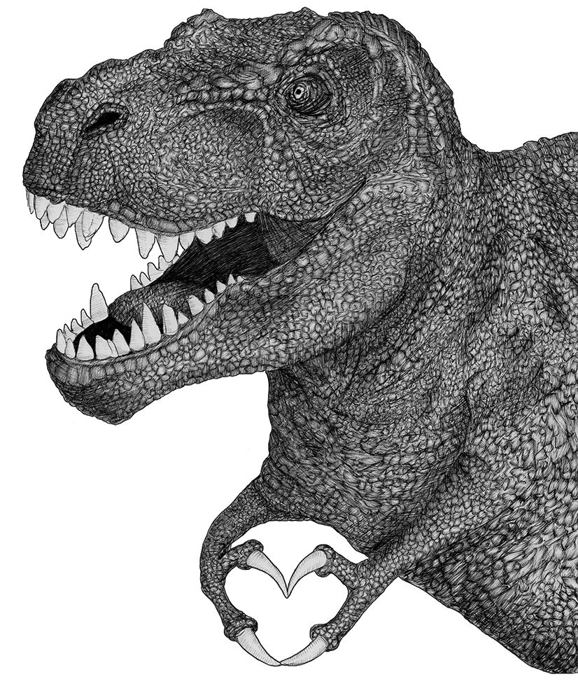 Dino Love Original art print by EC Mazur for $57.95 CAD