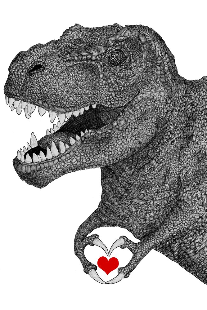 Dino Love Heart Large art print by EC Mazur for $57.95 CAD