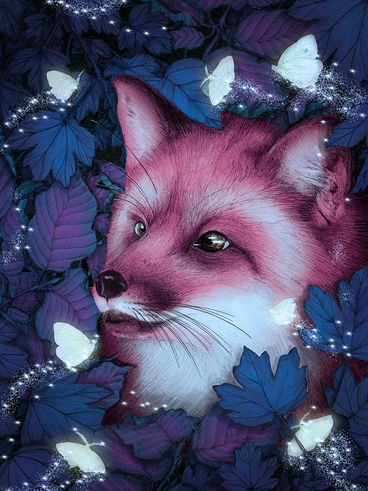Fox In the Midnight Forest Original art print by EC Mazur for $57.95 CAD