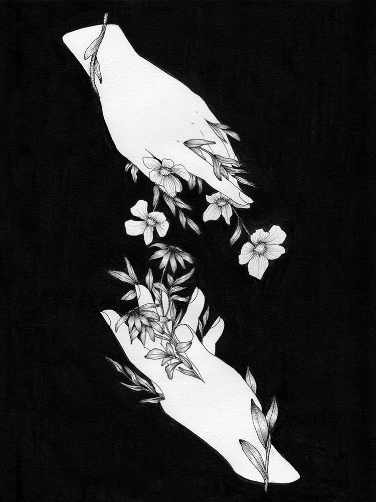 Hands Bloom Flowers Original art print by EC Mazur for $57.95 CAD