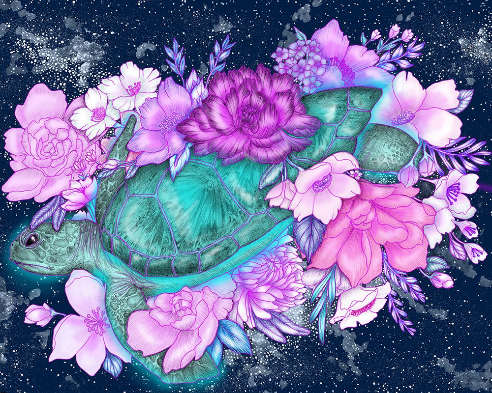 Magic Ocean Sea Turtle Colour Original art print by EC Mazur for $57.95 CAD