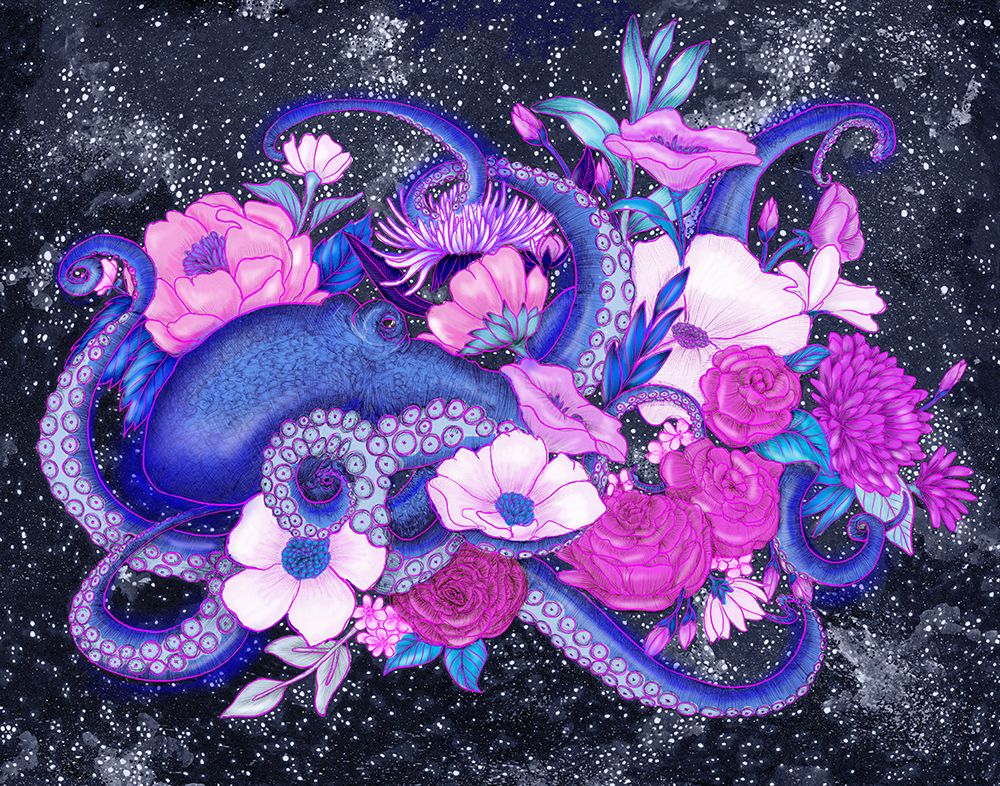 Magic Ocean the Octopus Colour Original art print by EC Mazur for $57.95 CAD