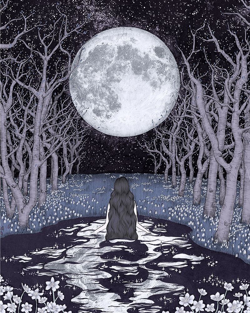 Moonlight Bather Colour Original art print by E.C. Mazur for $57.95 CAD
