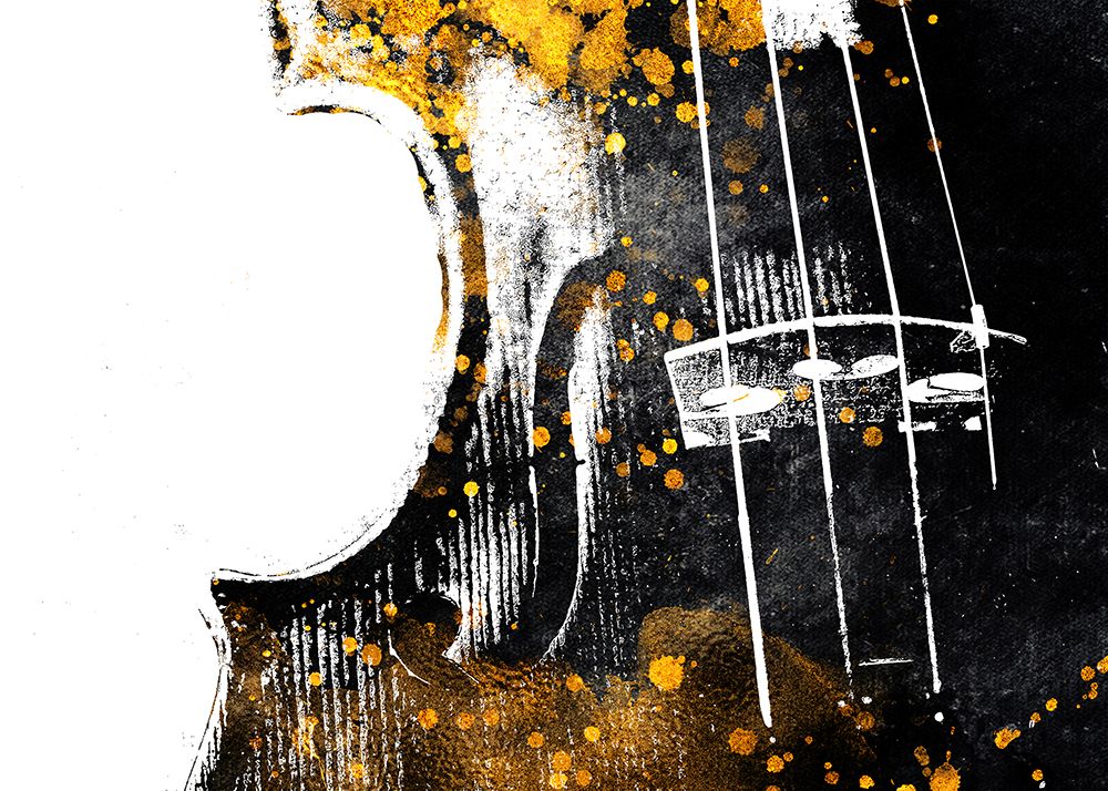 Black and Gold Music Art Double Bass 2 art print by Justyna Jaszke for $57.95 CAD