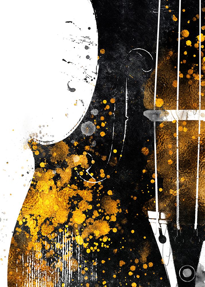 Black and Gold Music Art Double Bass 3 art print by Justyna Jaszke for $57.95 CAD