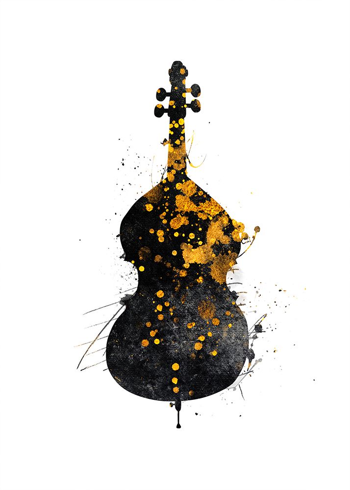 Black and Gold Music Art Double Bass art print by Justyna Jaszke for $57.95 CAD