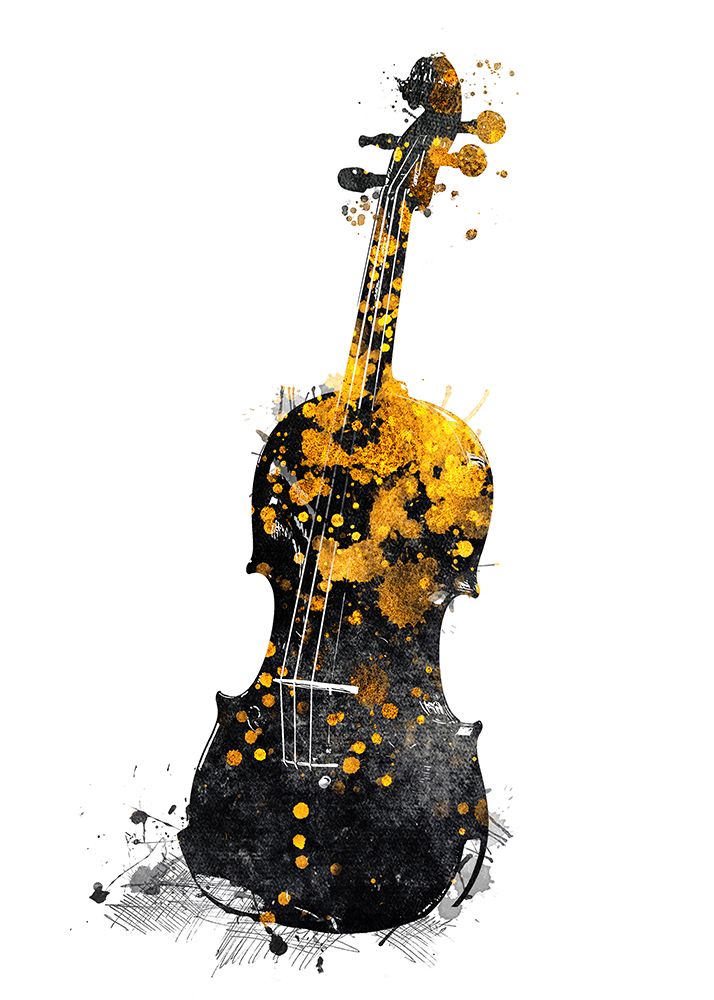 Black and Gold Music Art Double Bass2 art print by Justyna Jaszke for $57.95 CAD