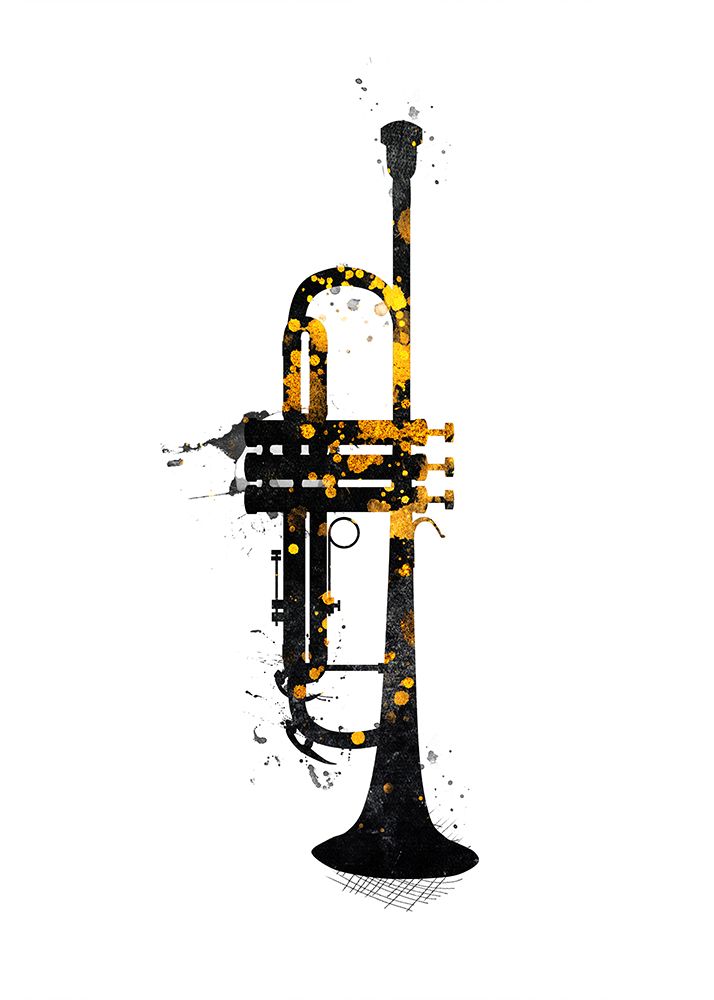 Black and Gold Music Art Trumpet art print by Justyna Jaszke for $57.95 CAD