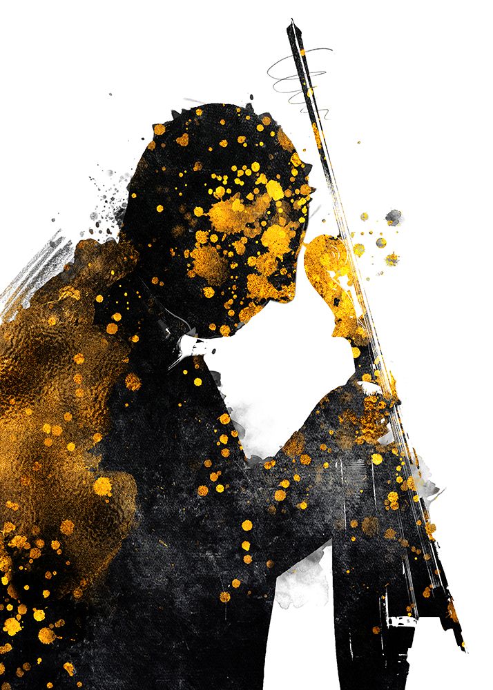 Black and Gold Music Art Violin art print by Justyna Jaszke for $57.95 CAD