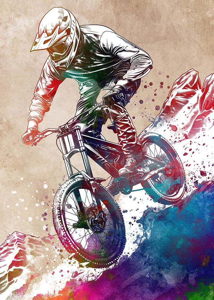 MTB Biker Art Cycling Sport 4 art print by Justyna Jaszke for $57.95 CAD