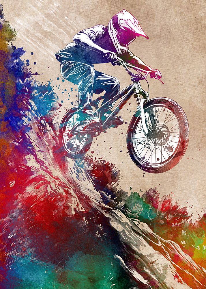 MTB Biker Art Cycling Sport 5 art print by Justyna Jaszke for $57.95 CAD