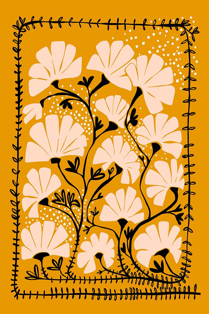 Ever blooming good vibes mustard yellow art print by Annick for $57.95 CAD
