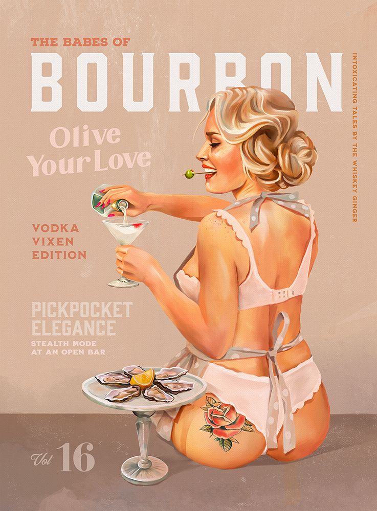 Babes of Bourbon Vol 16 Vintage Vodka Martini Pin Up Girl art print by The Whiskey Ginger for $57.95 CAD