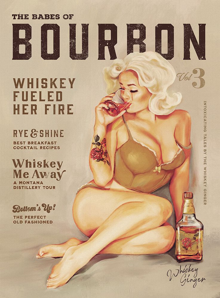 Babes of Bourbon Vol 3 Sexy Vintage Pin Up Girl Drinking Whiskey art print by The Whiskey Ginger for $57.95 CAD