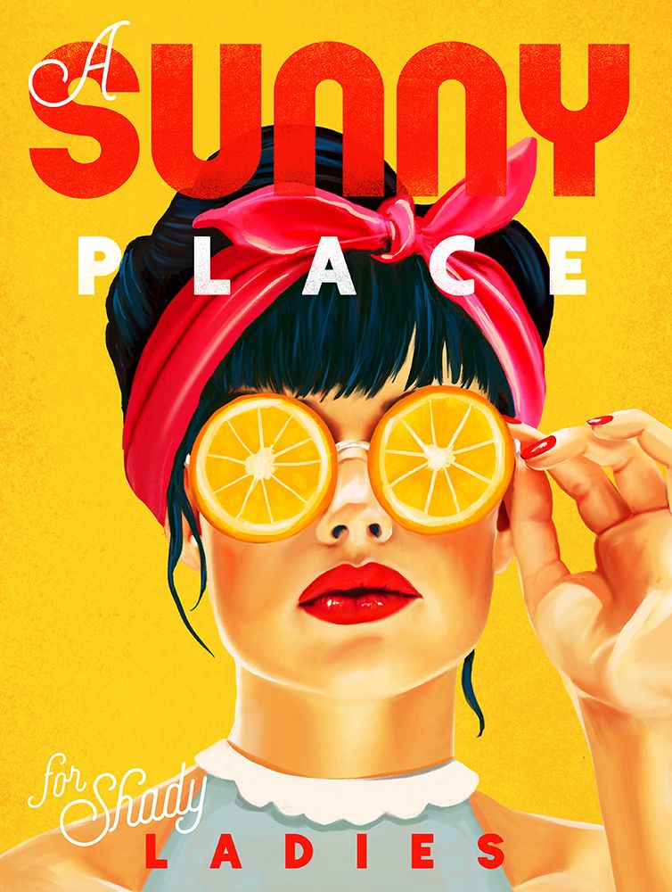 A Sunny Place For Shady Ladies Orange Pinup Art art print by The Whiskey Ginger for $57.95 CAD