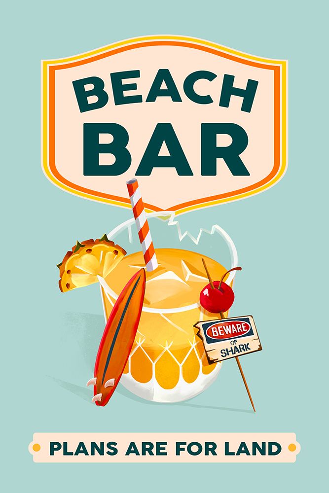 Beach Bar Summer Tropical Cocktail Bar Art art print by The Whiskey Ginger for $57.95 CAD
