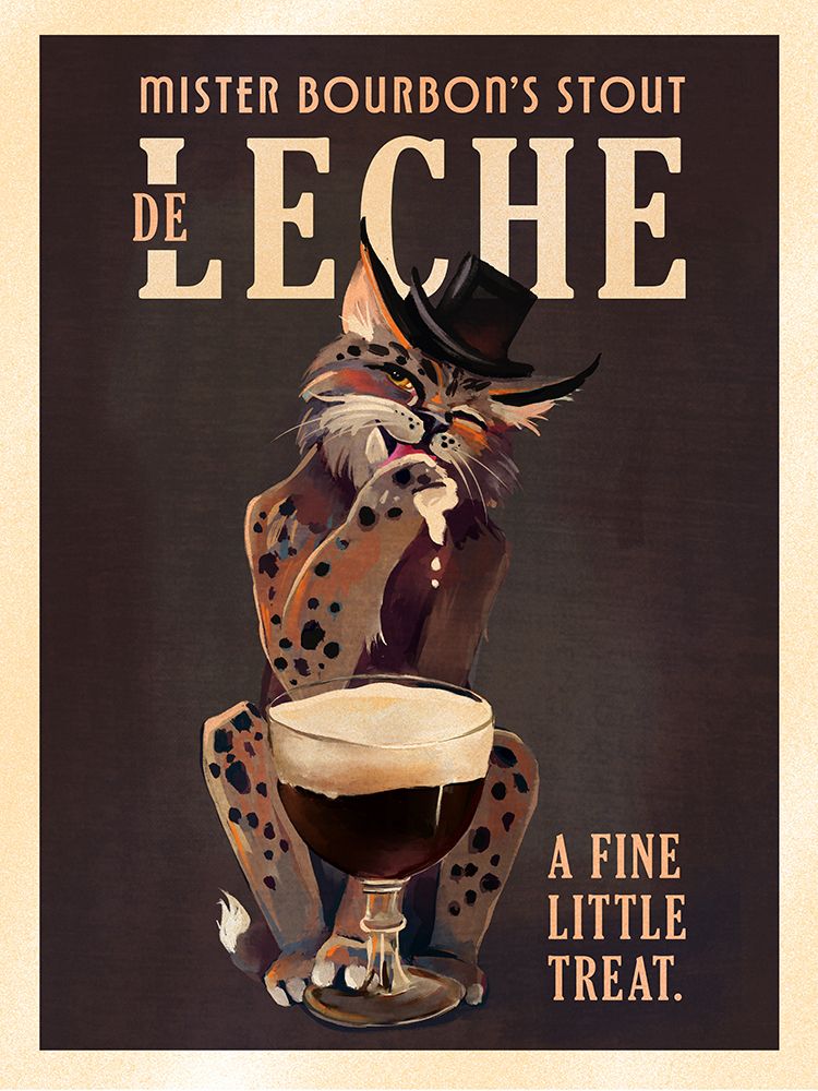 Bourbon De Leche Guinness Style Cat Art art print by The Whiskey Ginger for $57.95 CAD