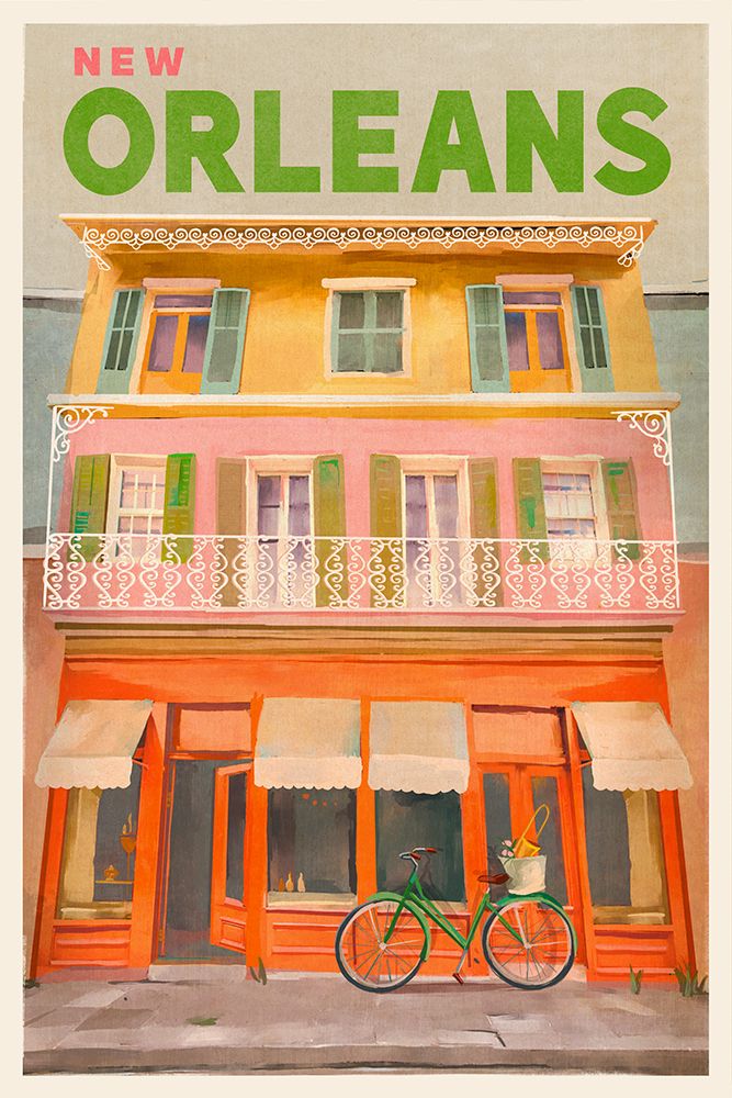 New Orleans Louisiana Vintage Travel Poster art print by The Whiskey Ginger for $57.95 CAD