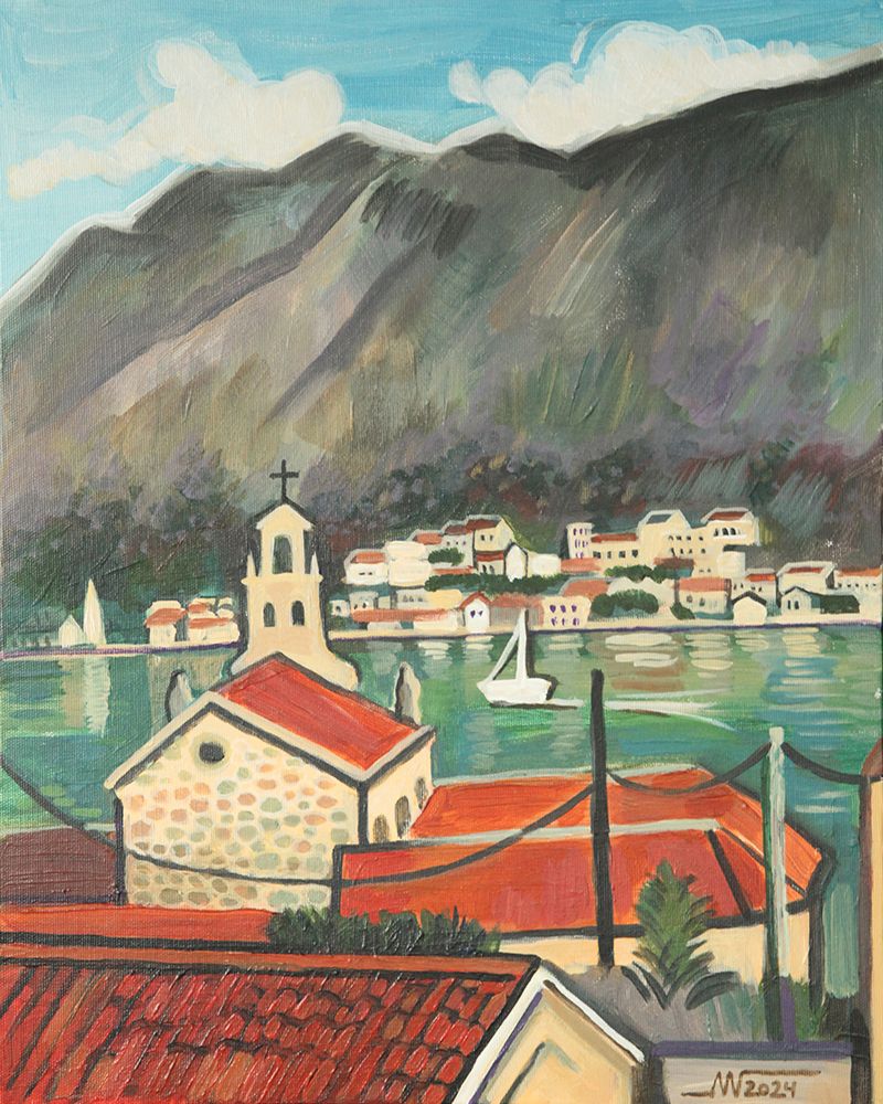 Red Roofs Coastal Village art print by Marina Gorkaeva for $57.95 CAD