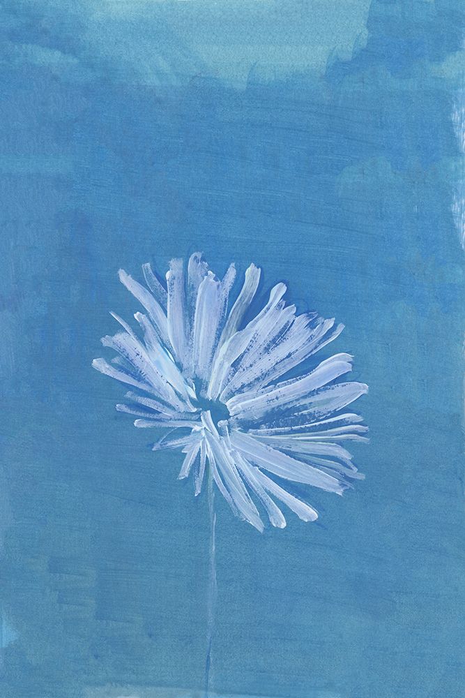 White Flower On Blue Background art print by cartissi for $57.95 CAD