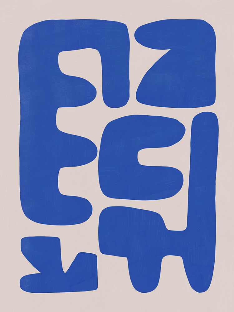 Irregular shape arrangement in blue art print by Little Dean for $57.95 CAD