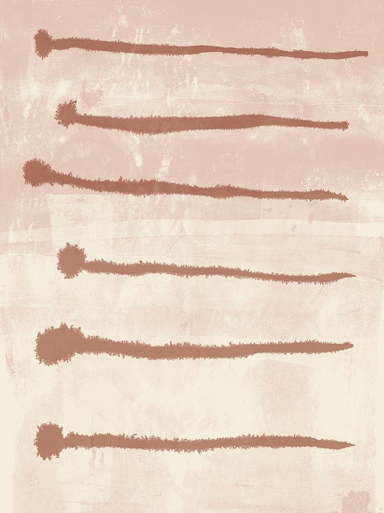Rustic abstract ink brush strokes in terracotta on pink and white art print by Dina Dankers for $57.95 CAD