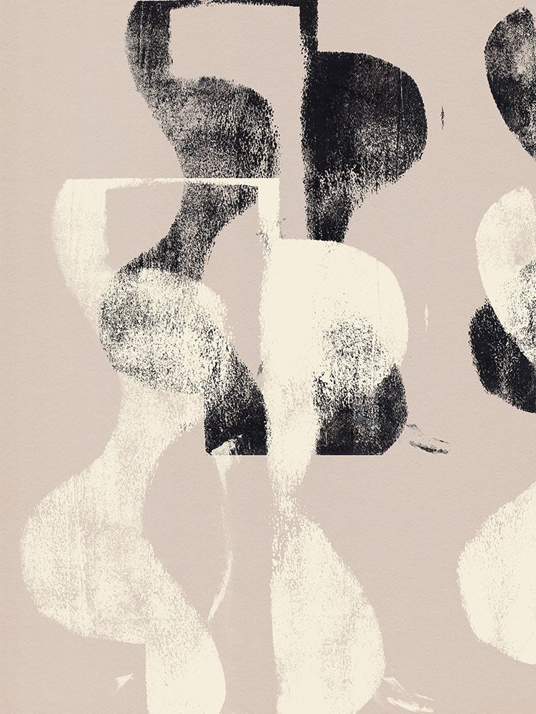 Tango. Organic shapes in black and white on neutral beige. art print by Dina Dankers for $57.95 CAD