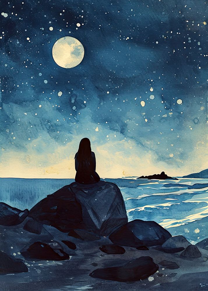 Night  Watercolor Digital Painting art print by Justyna Jaszke for $57.95 CAD