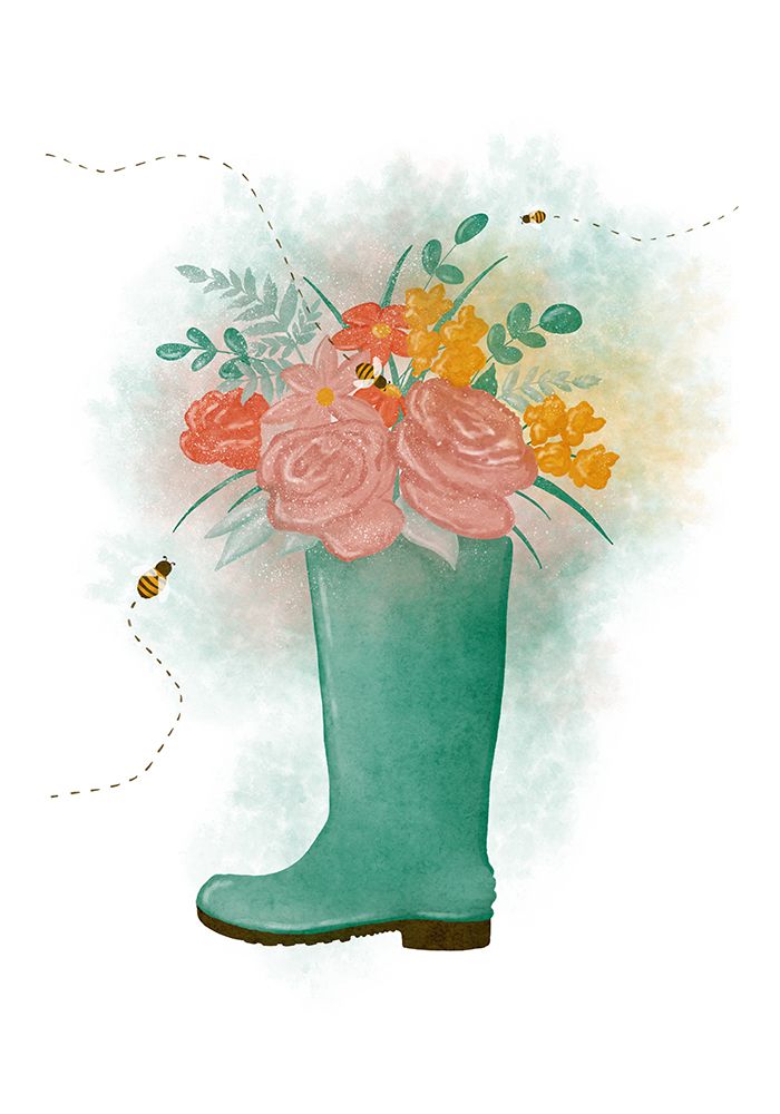 Spring Floral Rain Boot art print by Aminah Eleonora for $57.95 CAD