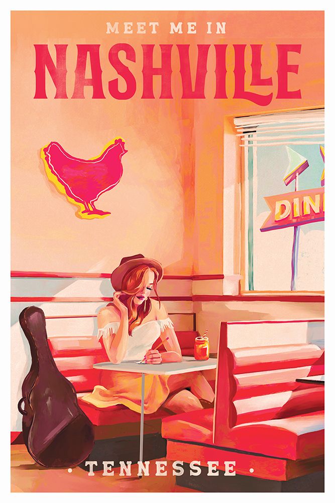 Nashville Tennessee Redhead Music Poster art print by The Whiskey Ginger for $57.95 CAD