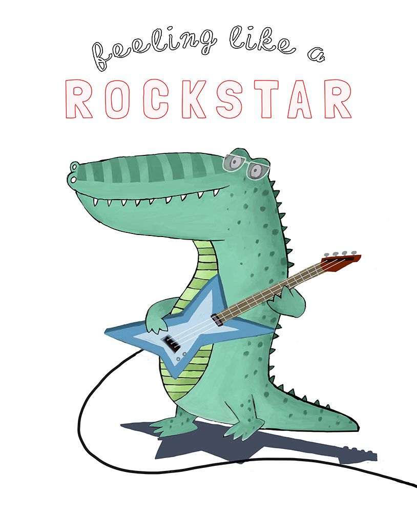 Feeling Like A Rockstar! Funny Crocodile Playing the Guitar art print by Carla Daly for $57.95 CAD